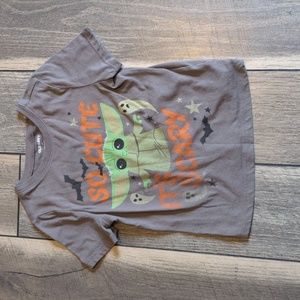Old Navy Star Wars Grogu Baby Yoda Halloween Shirt 4T So Cute It’s Scary Gray